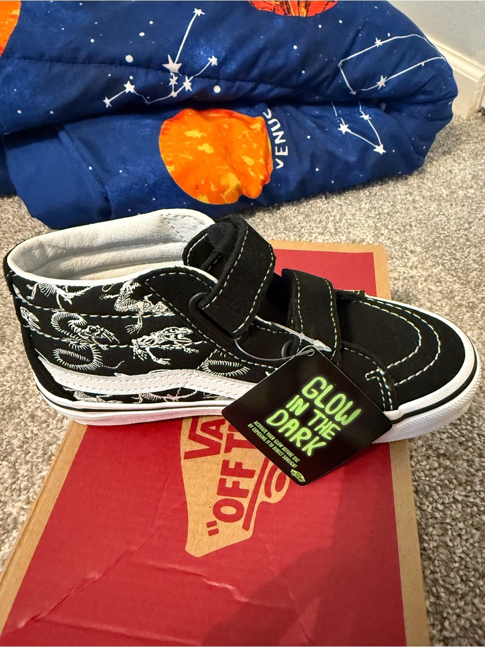 Vans Kids Black & White Glow-in-the-Dark High-Top Sneakers